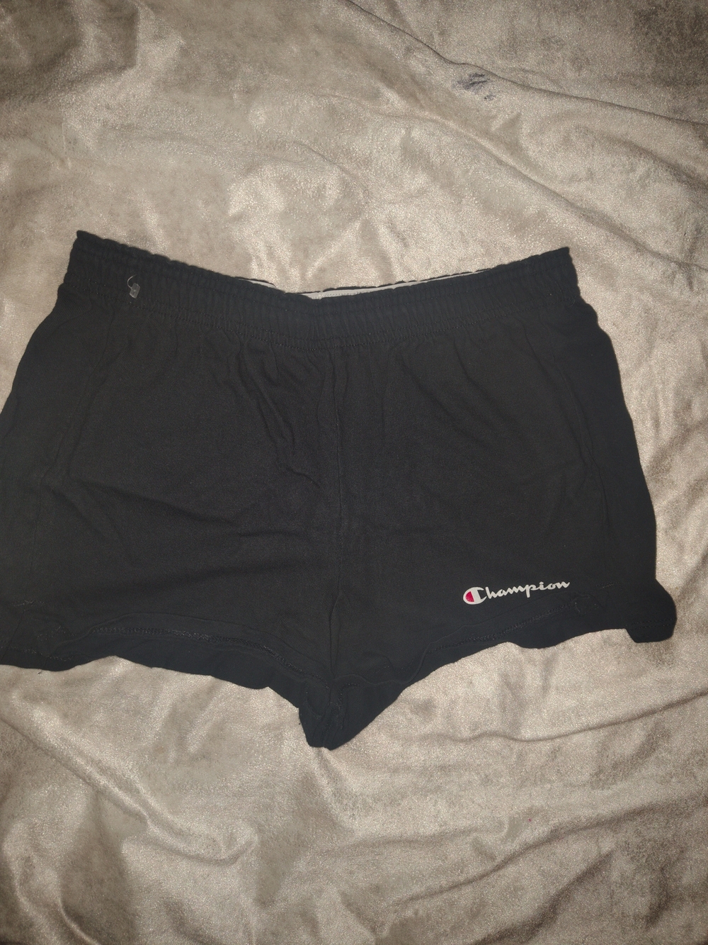 Champion Black Women's Athletic Shorts with Script Logo